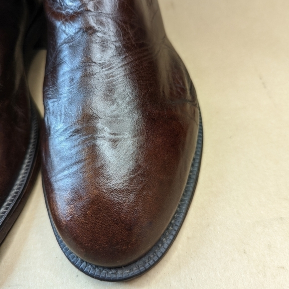 Justin Boots men's size 10.5EE brown leather J4165 great condition. Repair to le - Picture 7 of 10